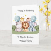 Boy 1st Birthday Safari Leaf Animals Card Karte (Gelbe Blume)