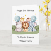 Boy 2nd Birthday Safari Leaf Animals Card Karte (Gelbe Blume)