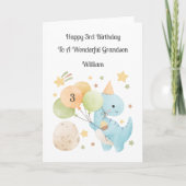 Boy 3rd Birthday Balloon Dinosaurs Card Karte (Vorderseite)