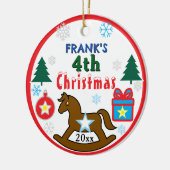 Boy 4th Christmas Rocking Horse INSERT PHOTO Keramik Ornament (Links)