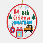Boy 8th Christmas Orange Car AGE YEAR Keramik Ornament (Links)