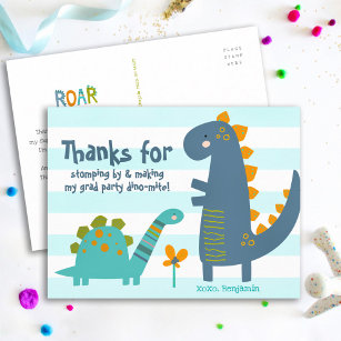 Boy Abschluss Blue Dinosaurier Kawaii Vielen Dank Postkarte