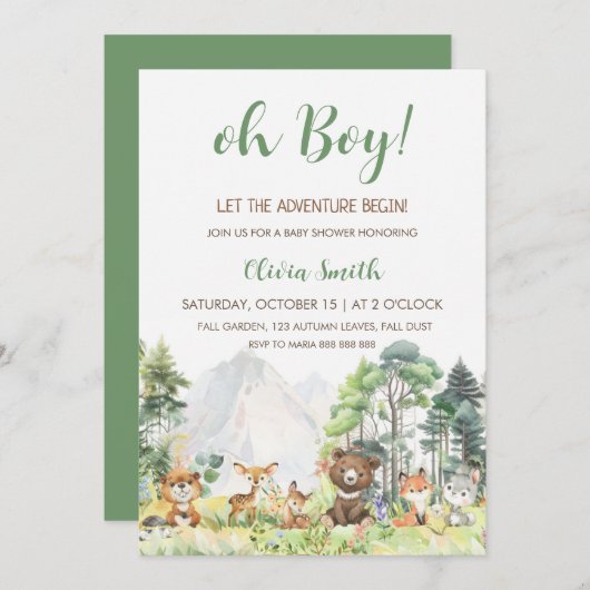 Boy Adventure Baby Shower Einladung (Vorne/Hinten)