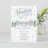 Boy Adventure Baby Shower Einladung (Stehend Vorderseite)