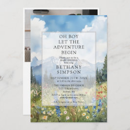 Boy Adventure Mountain Photo QR Code Baby Shower Einladung
