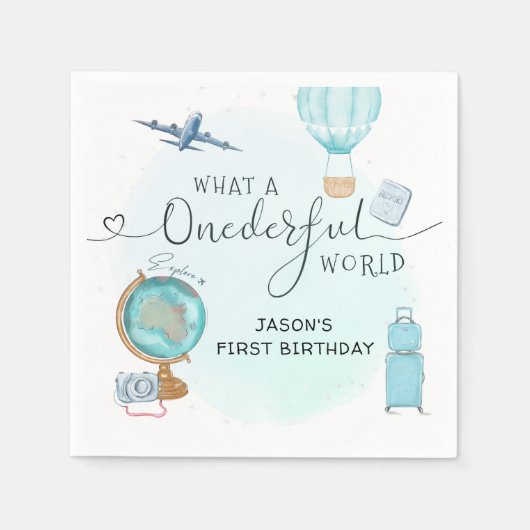 Boy Adventure ONEderful World 1st Erster Geburtsta Serviette (Vorderseite)