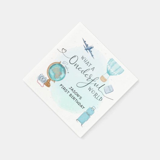 Boy Adventure ONEderful World 1st Erster Geburtsta Serviette (Ecke)