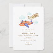 Boy Adventure Travel Aviator Airplane Babydusche Einladung (Vorderseite)