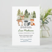 Boy Adventure Woodland Baby Shower Einladung (Stehend Vorderseite)