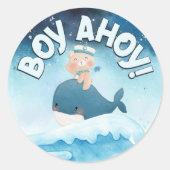 Boy Ahoy! New Baby Boy Runder Aufkleber (Vorderseite)