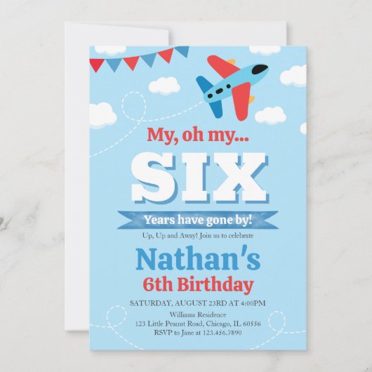 Boy Airplane Geburtstag Einladung (Vorderseite)