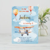 Boy Airplane Geburtstagsparty Einladung (Stehend Vorderseite)