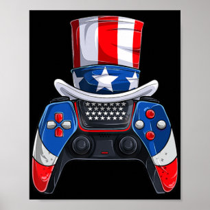 Boy Amerikanische Unabhängigkeitstag T-Shirt US Fl Poster