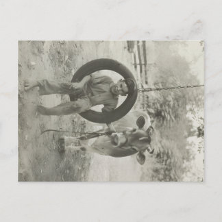 boy and cow black and white vintage postcard postkarte