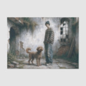 Boy and Dog Soft Urban Calm Neutral decoupage Seidenpapier (Vorderseite)