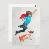 Boy and Dog Superheroes Postkarte (Vorne/Hinten)
