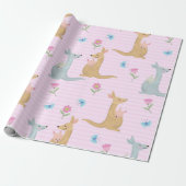 Boy and Girl Kangaroo Baby Geschenkpapier (Ungerollt)
