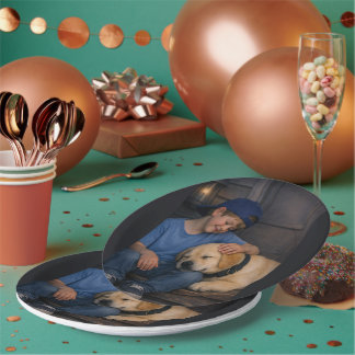 "Boy and Sleeping Dog – Warm Moments Paper Plate Pappteller