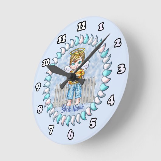 Boy Angel Clock Runde Wanduhr (Winkel)