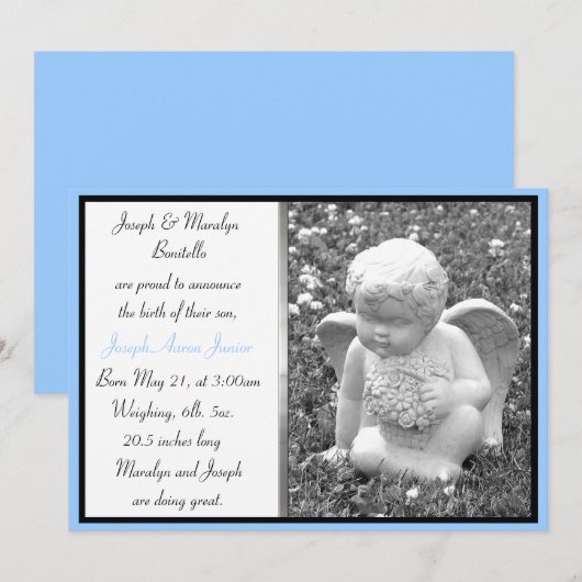 Boy Angel Custom Birth Ankündigung (Vorne/Hinten)