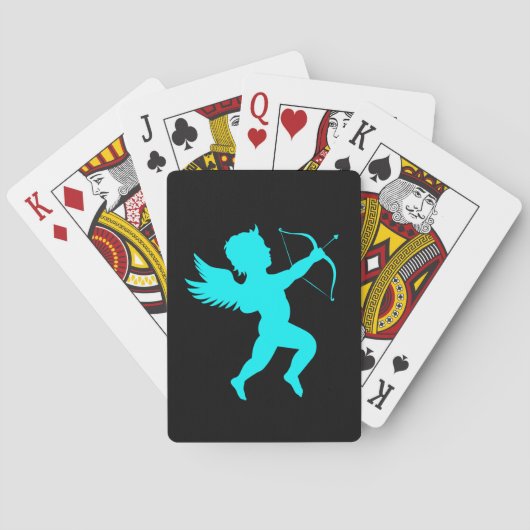 Boy Angel Turquoise Black Playing Cards Spielkarten (Rückseite)