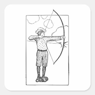 Boy Archer Illustration Quadratischer Aufkleber