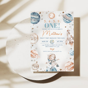 Boy Astronaut Erster Ausflug rund um Sun zum Gebur Einladung