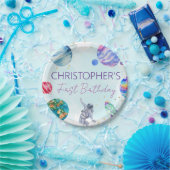 Boy Astronaut Gold Blue Rocket Ship Planet Pappteller (Party)