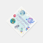 Boy Astronaut Gold Blue Rocket Ship Planet Serviette (Ecke)