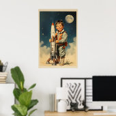 Boy Astronaut Retro-Stil Poster (Heimbüro)
