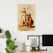 Boy Astronaut Retro-Stil Poster (Heimbüro)