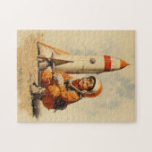 Boy Astronaut Retro-Stil Puzzle (Horizontal)