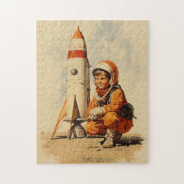 Boy Astronaut Retro-Stil Puzzle