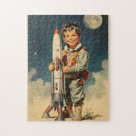 Boy Astronaut Retro-Stil Puzzle