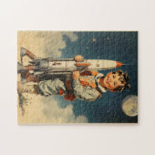 Boy Astronaut Retro-Stil Puzzle (Horizontal)