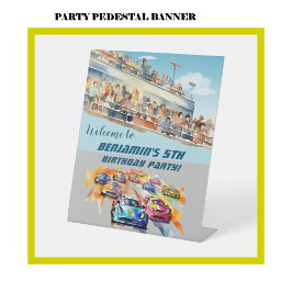Boy Auto Racing Thema 5th Birthday Party Banner Sockelschild