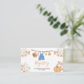 Boy Autumn Clothes Pumpkin Baby Showregistrierung Begleitkarte (Stehend Vorderseite)