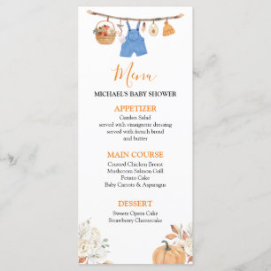 Boy Autumn Clothes Pumpkin Fall Baby Showmenü Menükarte