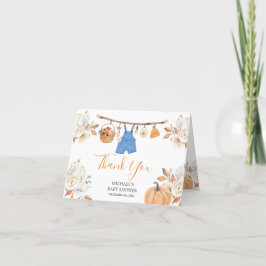 Boy Autumn Kleithes Pumpkin Fall Baby Dusche gekla Dankeskarte