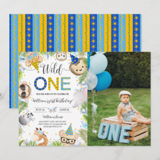 Boy Baby Animals Niedlich Wild ein Foto Einladung