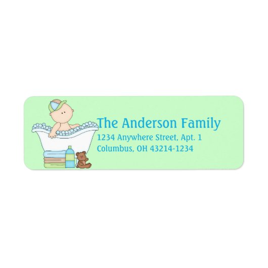 Boy Baby Bathtime Address Labels (Vorne)