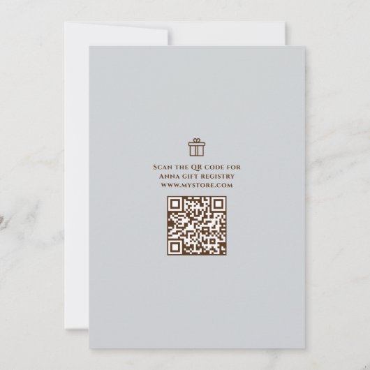 Boy Baby Blue Teddy Bear QR Code Geschenkregister Einladung (Rückseite)