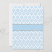 Boy Baby Blue und Silver Damask Taufe Einladung (Rückseite)