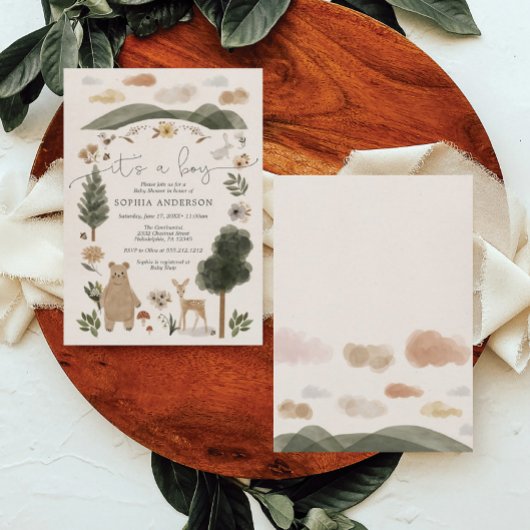 Boy Baby Boho Woodland Babydusche Einladungskarte Einladung