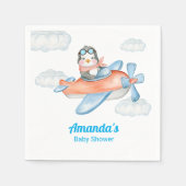 Boy Baby Dusche Blue Airplane Pinguin Paper Napkin Serviette (Vorderseite)