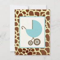 Boy Baby Dusche - Blue Carriage & Giraffe Print