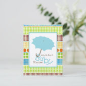 Boy Baby Dusche Blue Umbrella & Boho Dots Einladung (Stehend Vorderseite)