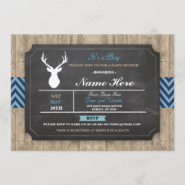Boy Baby Dusche Chalk Rustic Antler Stag Einladung