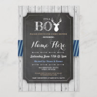 Boy Baby Dusche Chalk Wood Antler Stag Einladung
