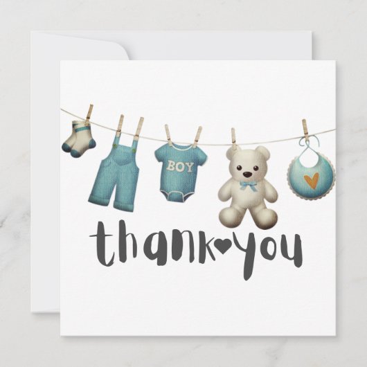 Boy Baby Dusche Danke Teddy Bear (Vorderseite)